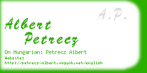 albert petrecz business card